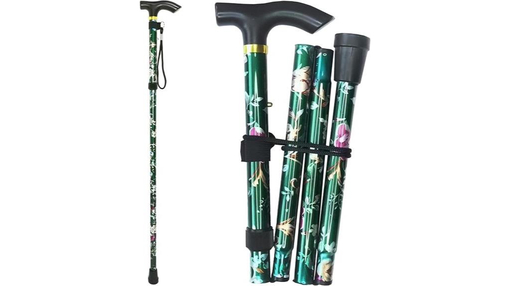 adjustable folding cane with strap
