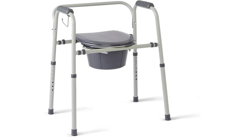 adjustable steel bedside commode