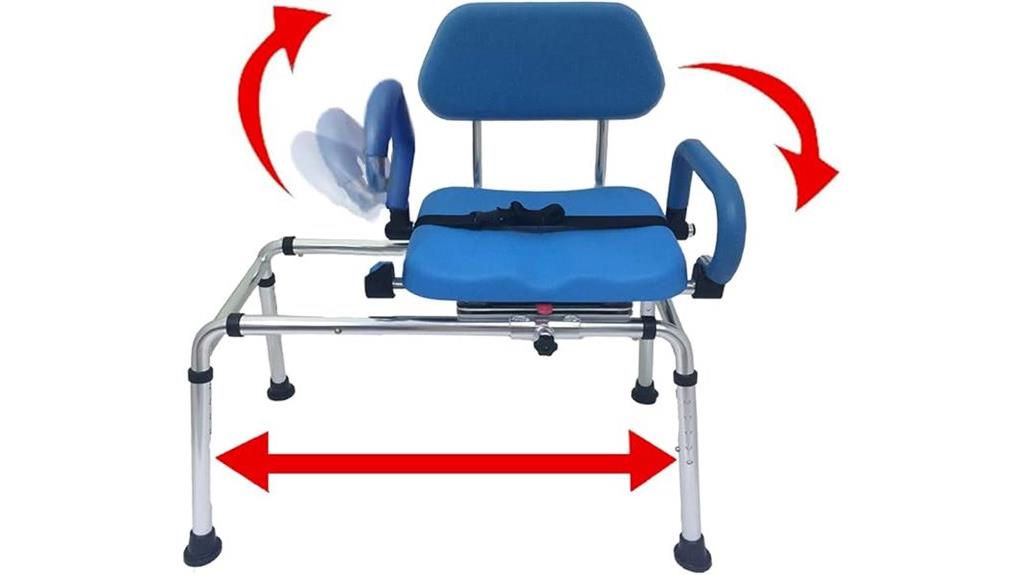blue swivel shower chair