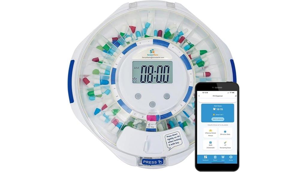 bluetooth pill dispenser with alarms