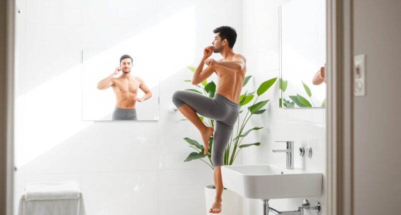 brushing with balance exercises