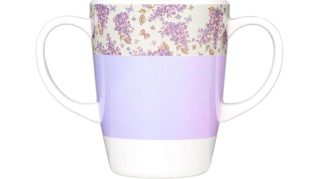 elderly two handled melamine mug