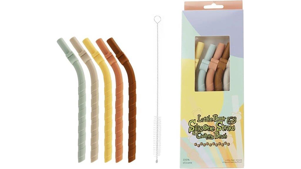 five reusable silicone straws