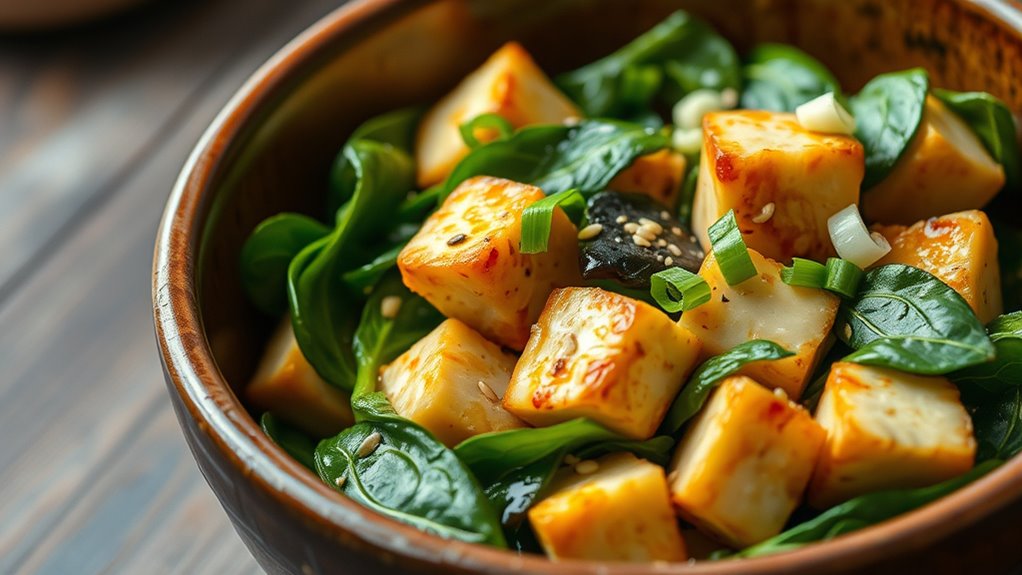 flavorful tofu with spinach
