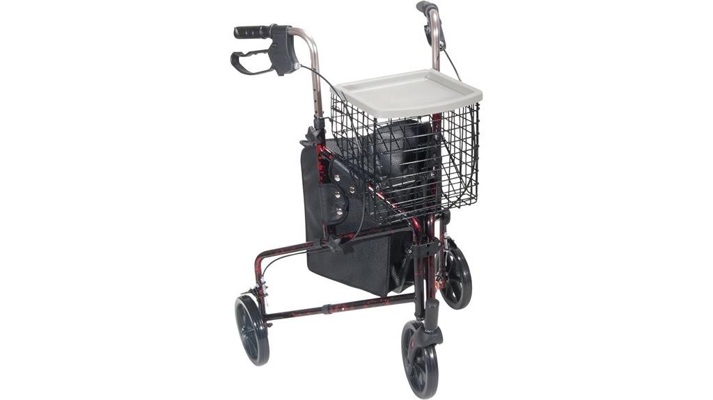 foldable black red rollator