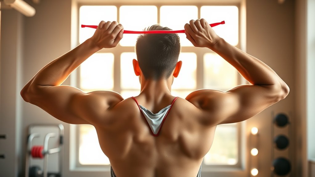resistance band shoulder stretches