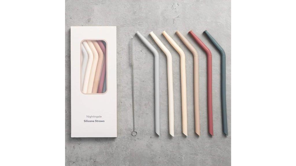 set of six silicone straws