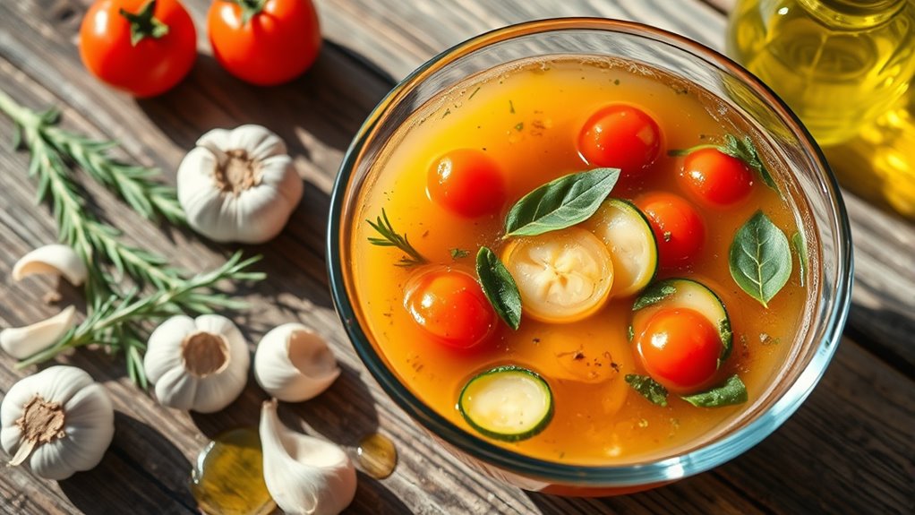 simmer vegetables and herbs