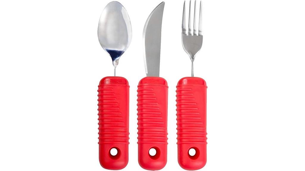 three piece red flatware