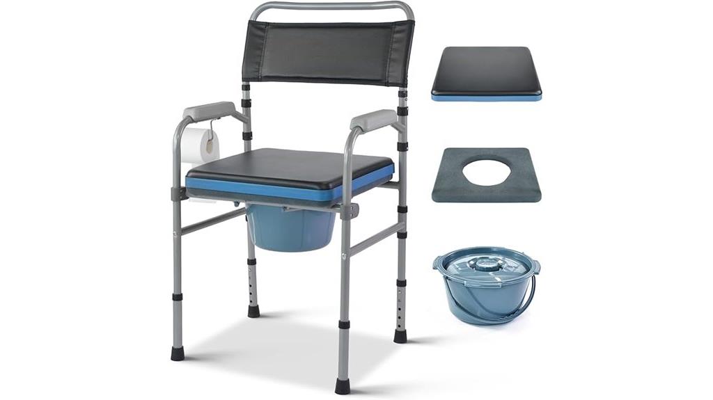 adjustable folding bedside commode