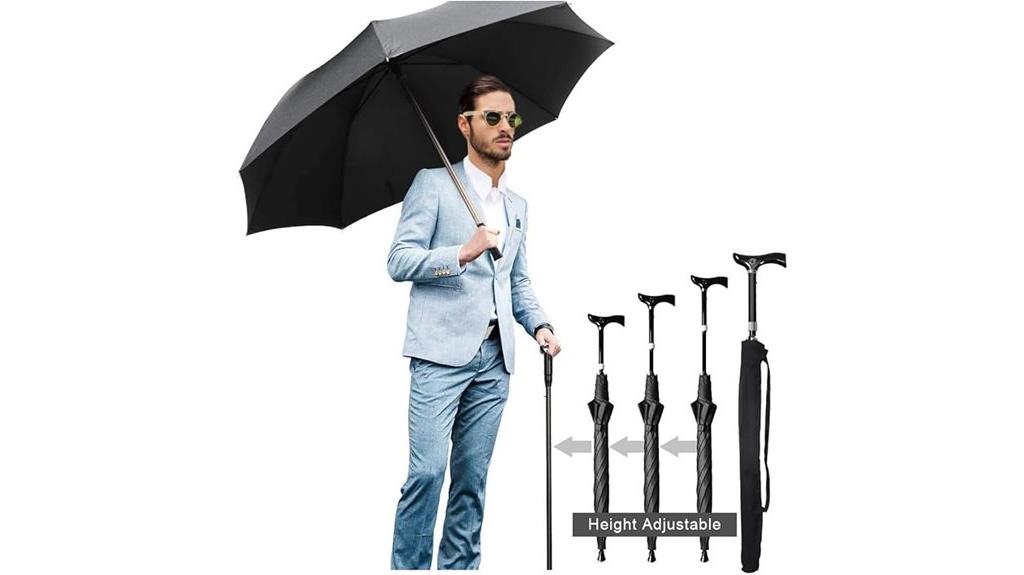 adjustable umbrella walking cane