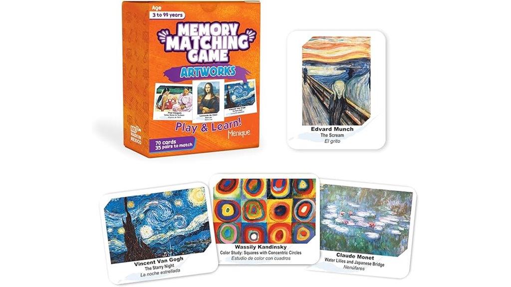 art themed memory matching game