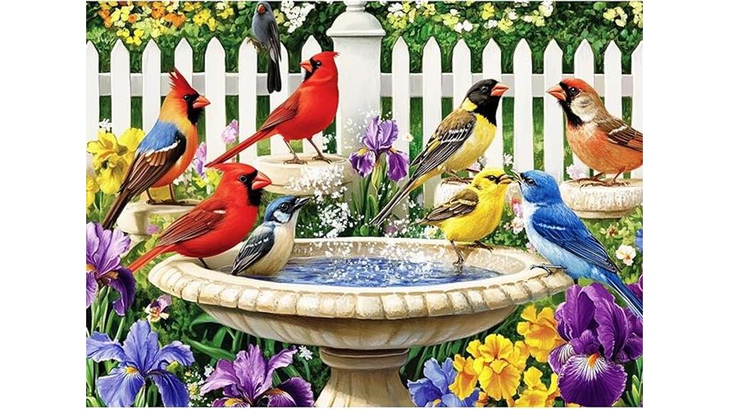 bird bath flower fence puzzle