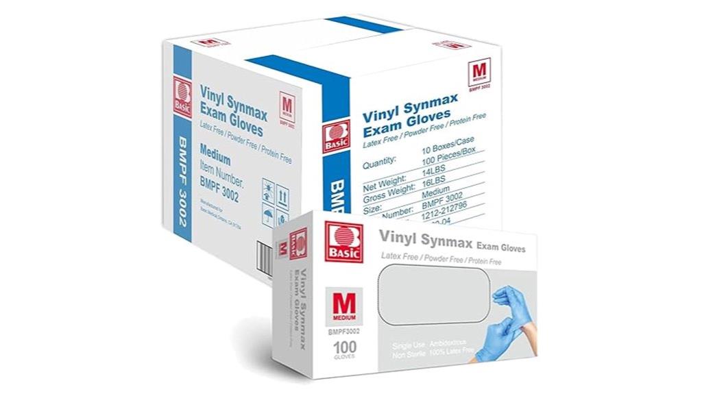 blue medium vinyl gloves