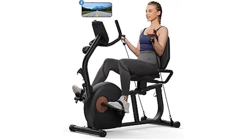 bluetooth enabled recumbent exercise bike