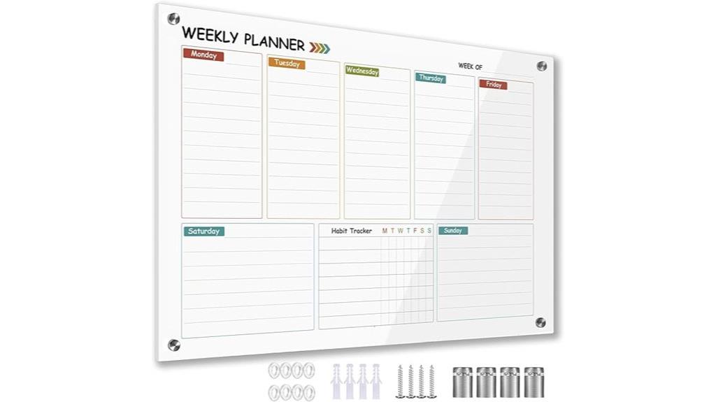 colorful glass weekly calendar