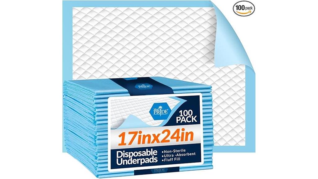 disposable underpads 17x24 100 pack