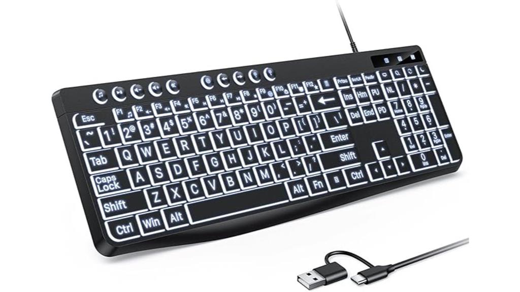 large backlit wired keyboard