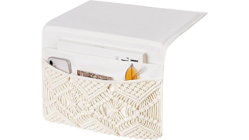 macrame bedside storage organizer