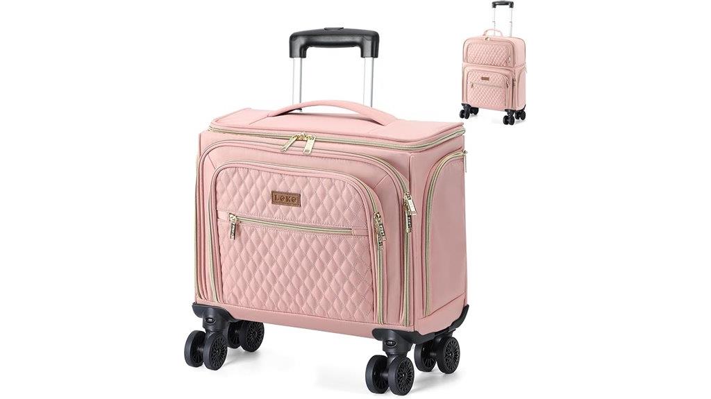 pink 20 inch spinner suitcase