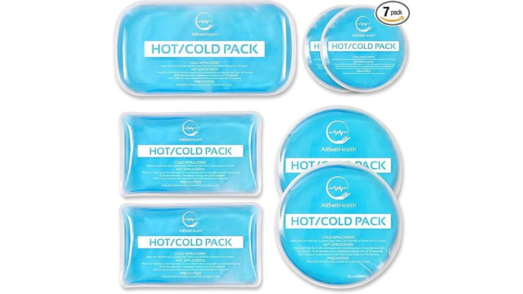 seven reusable gel packs