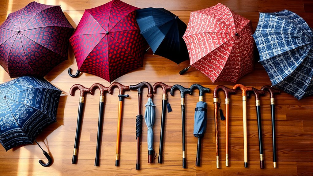 stylish umbrella and cane sets