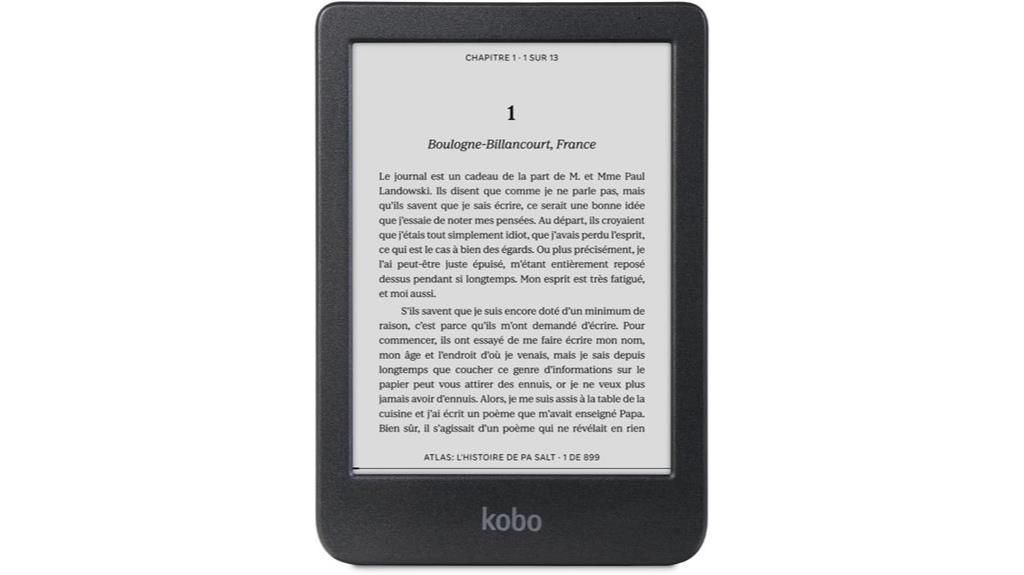 waterproof 6 inch touchscreen kobo