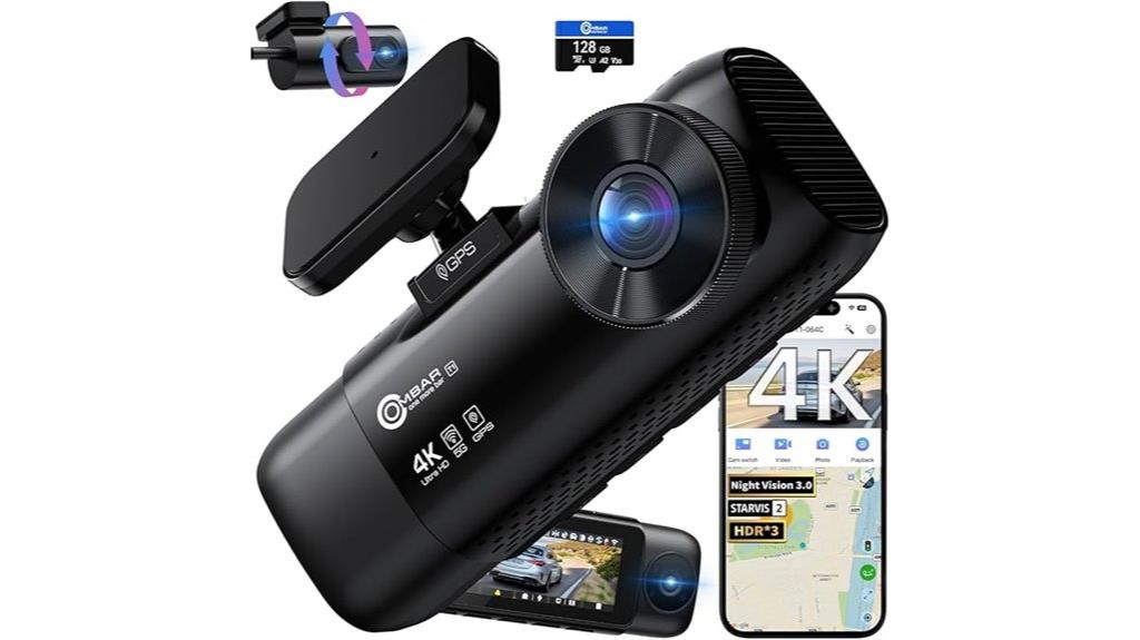 4k dash cam with 128gb
