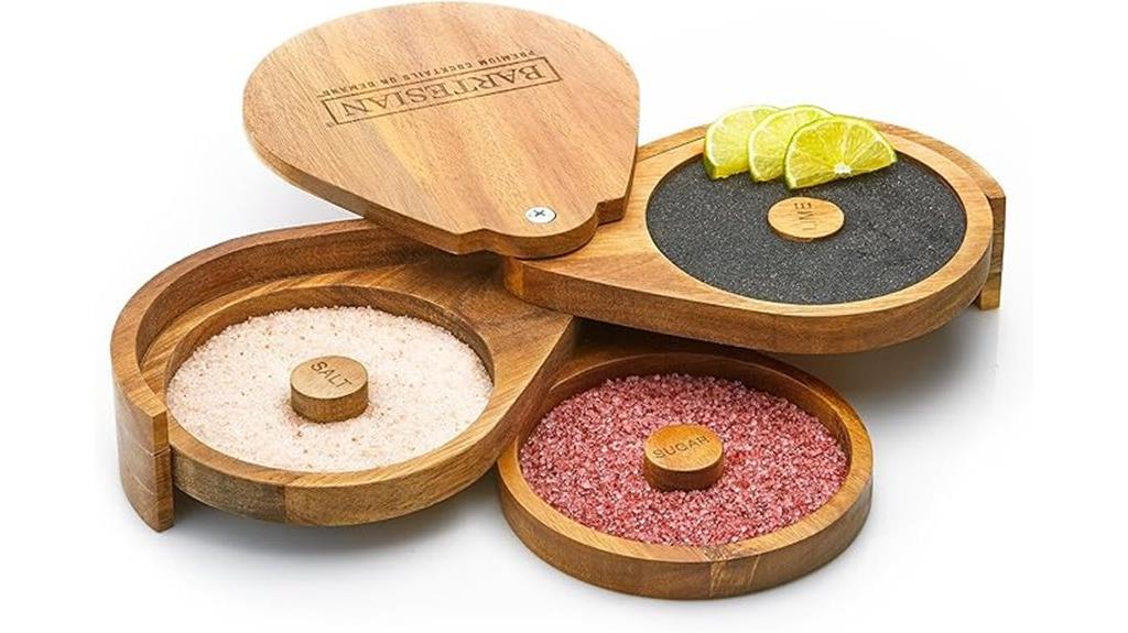 acacia wood cocktail rimmer