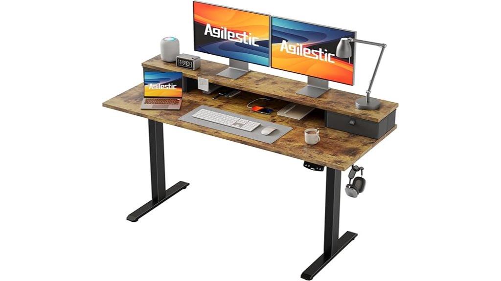 adjustable electric desk with drawers