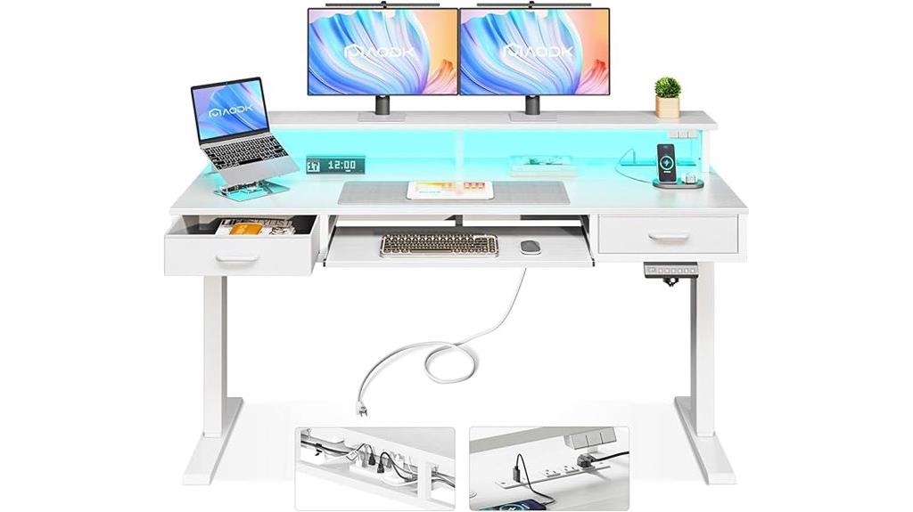 adjustable gaming desk with storage