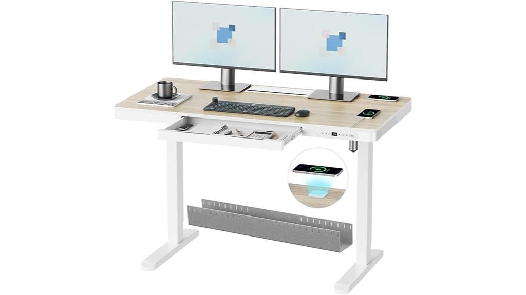 adjustable light wood desk