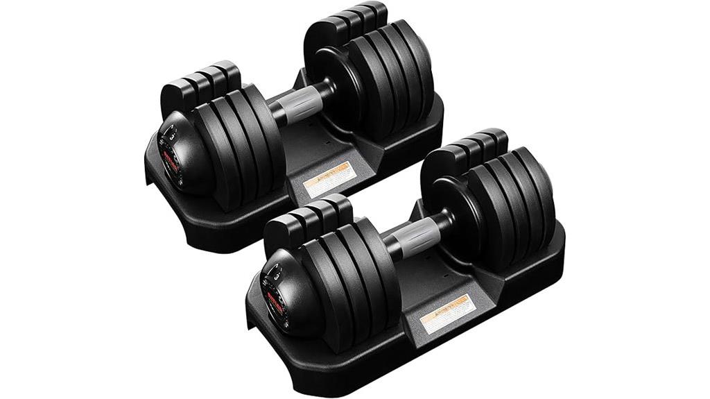 adjustable locking dumbbell set