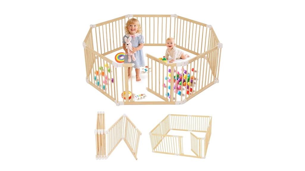 adjustable wooden baby playpen