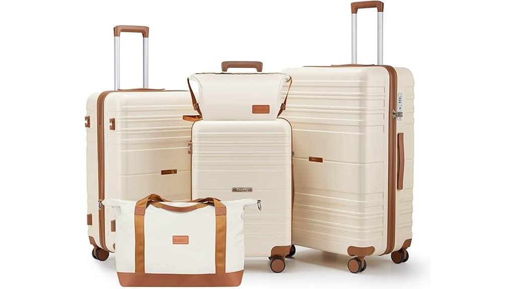 beige hard shell set