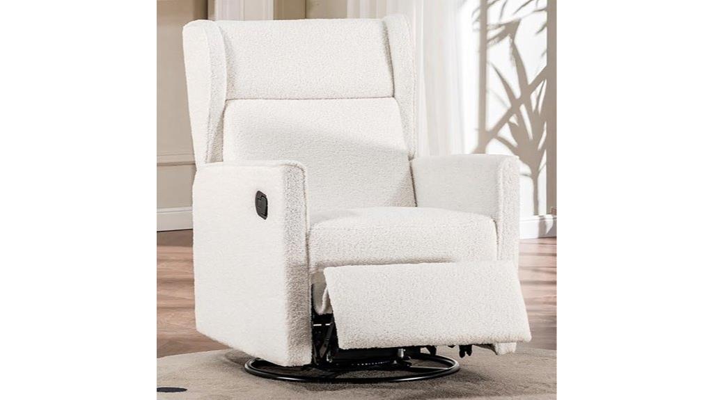 beige teddy swivel recliner