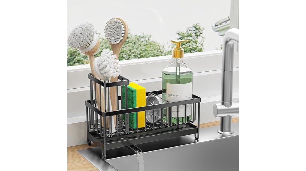 black stainless steel sink organizer