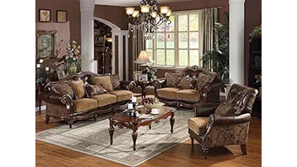brown chenille living set
