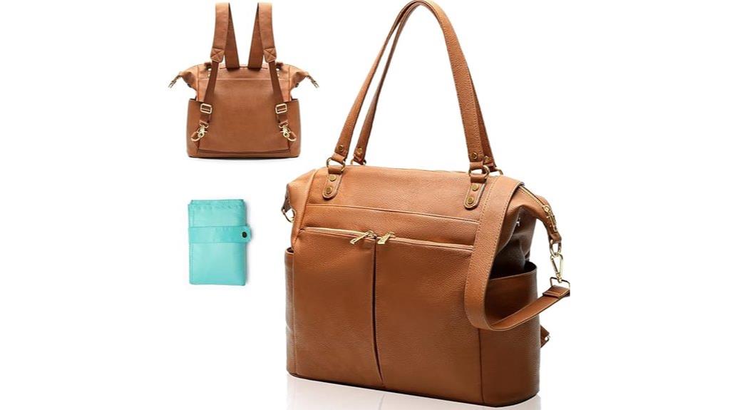 brown diaper bag tote