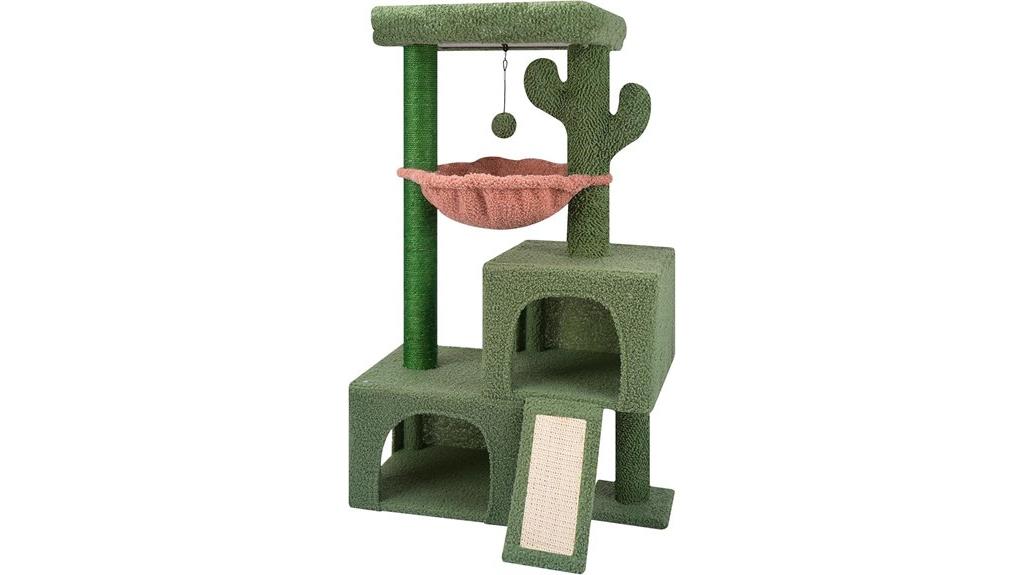 cactus themed multi level cat tower