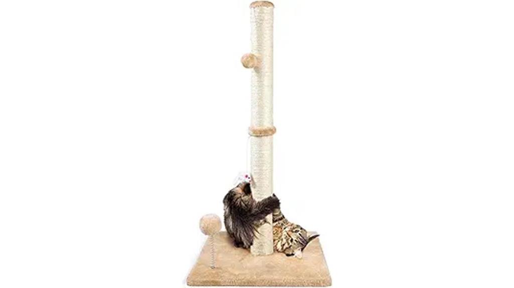 cat scratching post with plush toys
