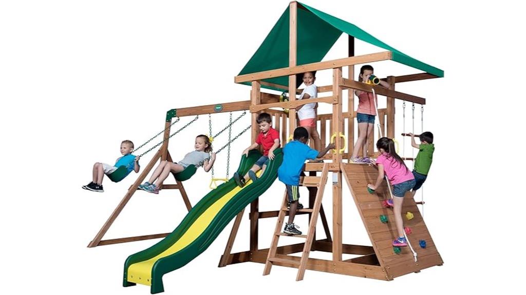 cedar wooden swing set