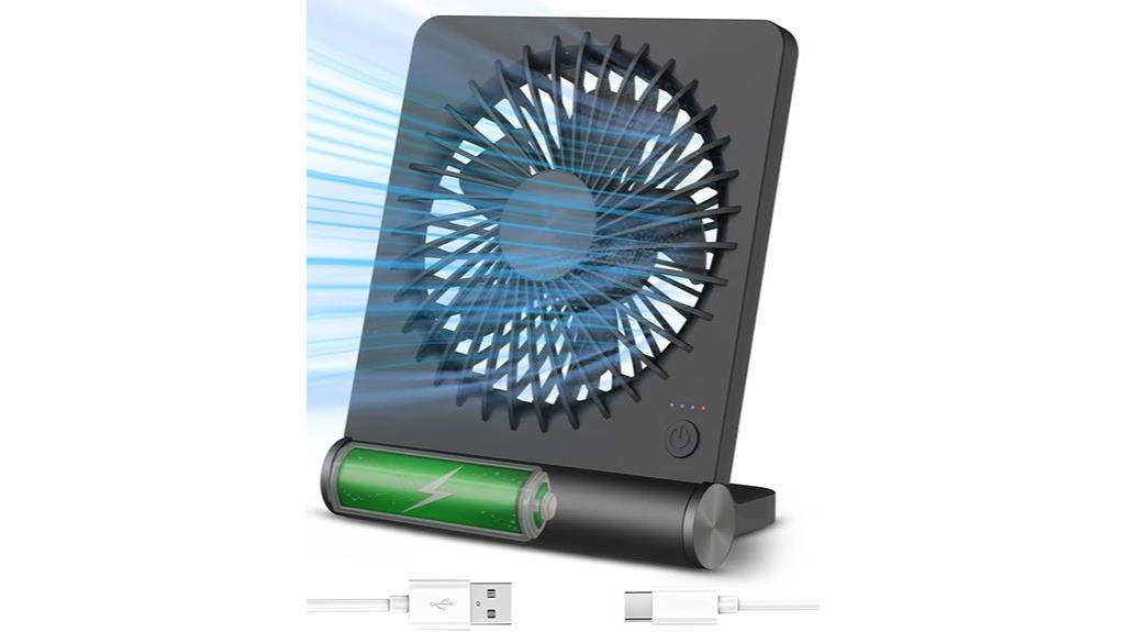 compact rechargeable desk fan