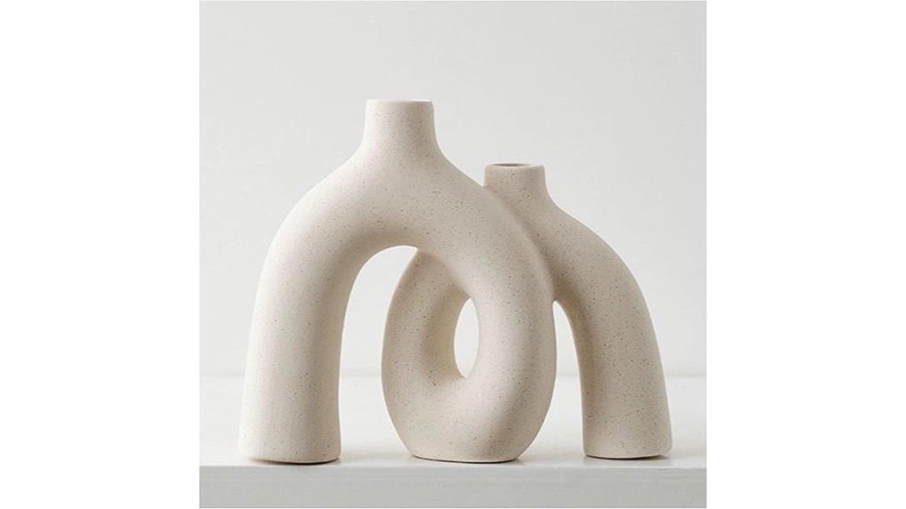 cream white donut vase