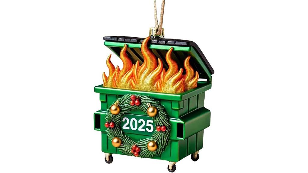 dumpster fire christmas ornament