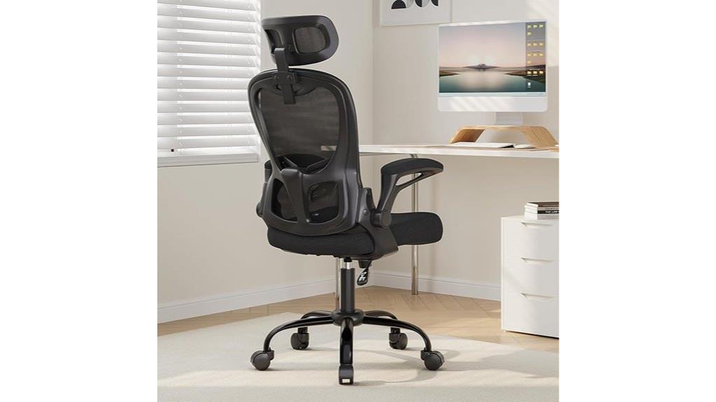 ergonomic lumbar flip arm chair