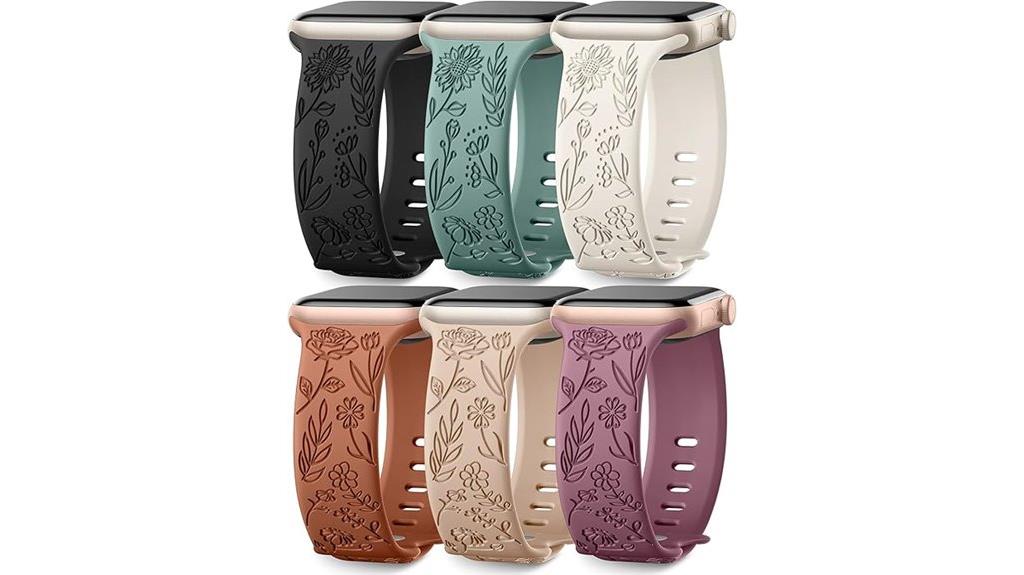 floral engraved watch bands