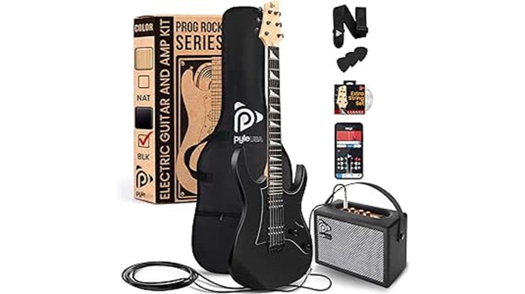 full size black electric guitar