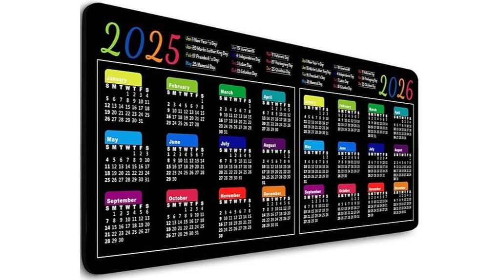 gaming mouse pad with calendar
