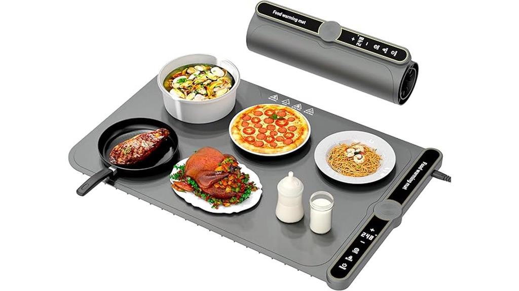 grey food warming mat